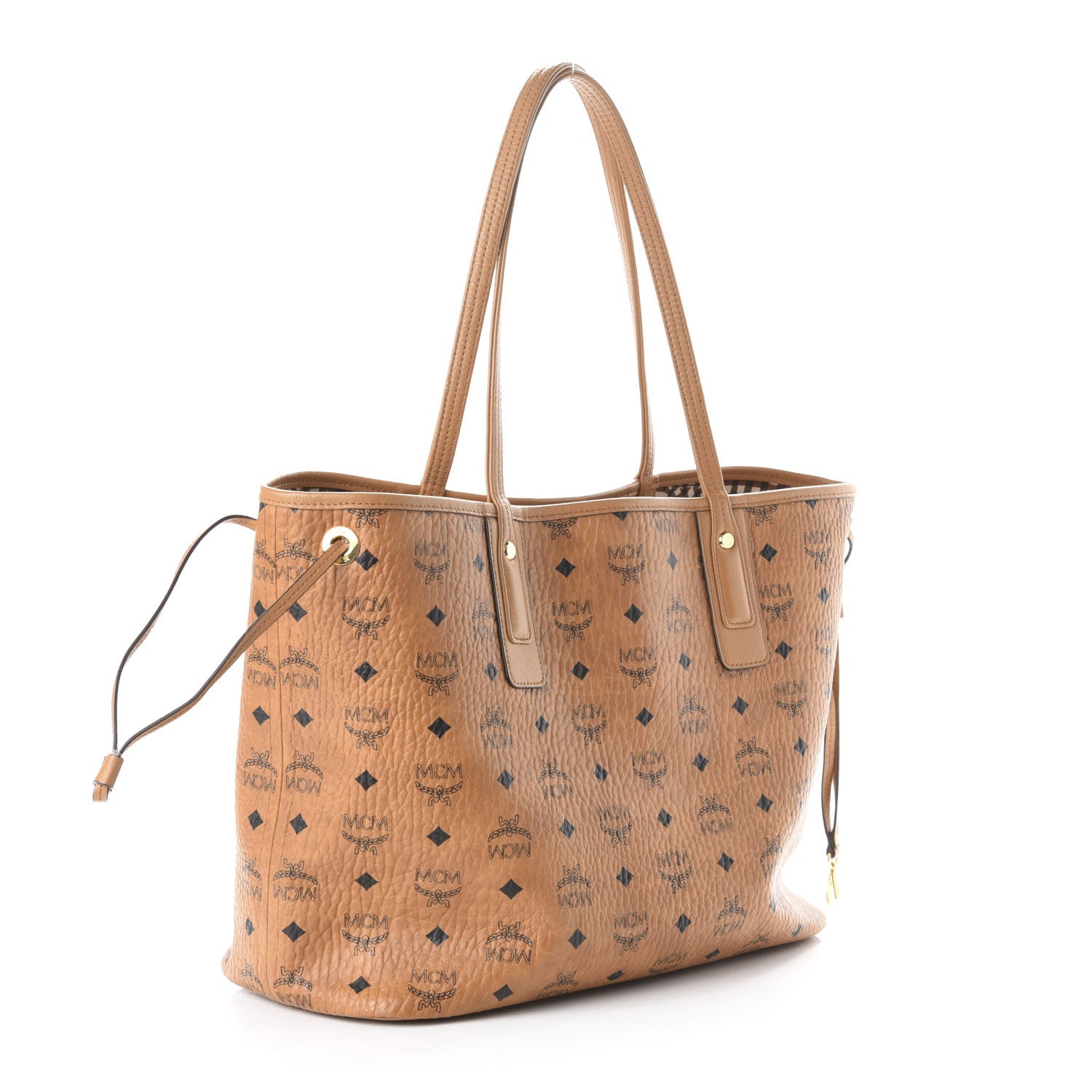 MCM Visetos Medium Liz Reversible Shopper Tote Cognac 5 of 10