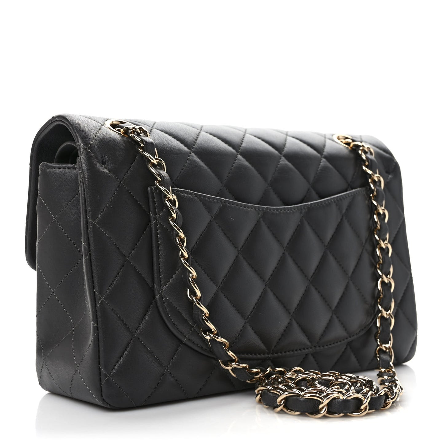Lambskin Quilted Small Double Flap Dark Grey