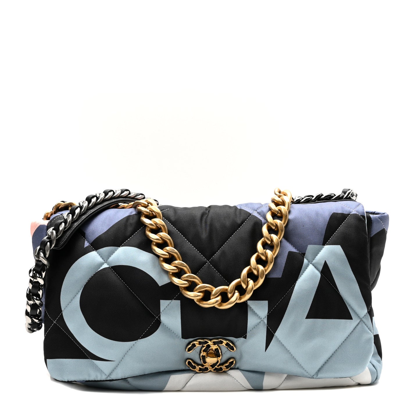 Silk Maxi Scarf Chanel 19 Flap Black Blue White