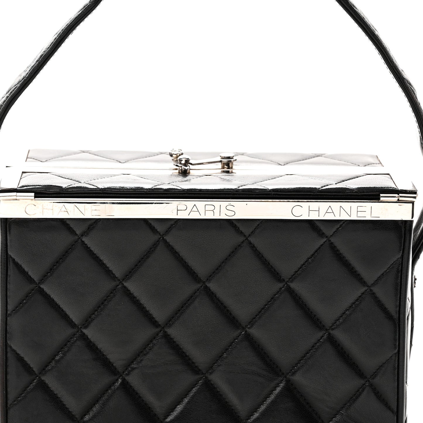 Lambskin Quilted Box Bag Black