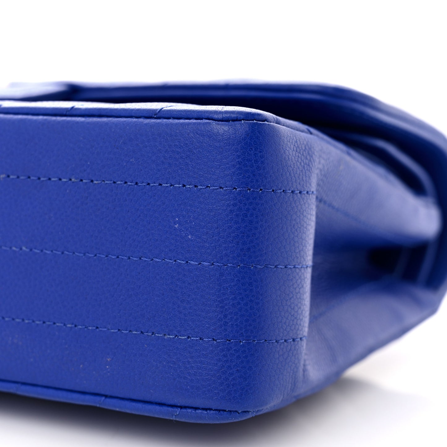 Caviar Chevron Quilted Small Double Flap Blue