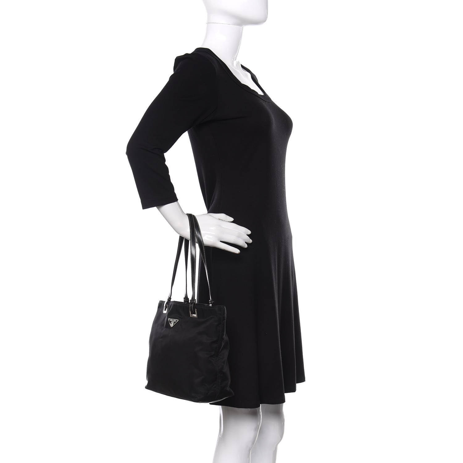 Prada Tessuto Nylon Soft Calf Tote Black 2 of 9