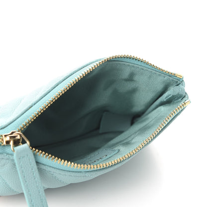 Chanel Caviar Chevron Quilted Small Cosmetic Case Green 5 of 8