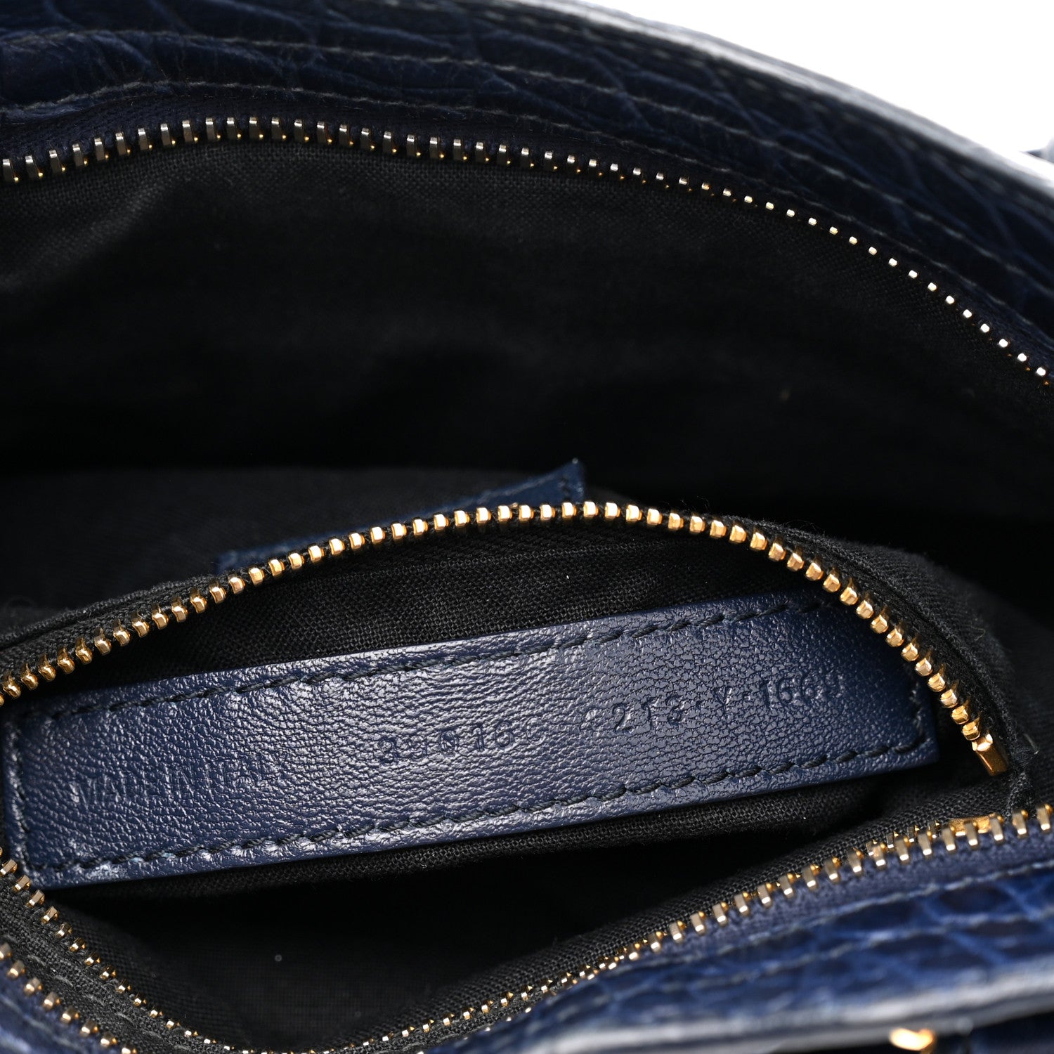 Balenciaga Calfskin Crocodile Embossed Gold Metallic Edge Hardware Mini City Bleu 8 of 13