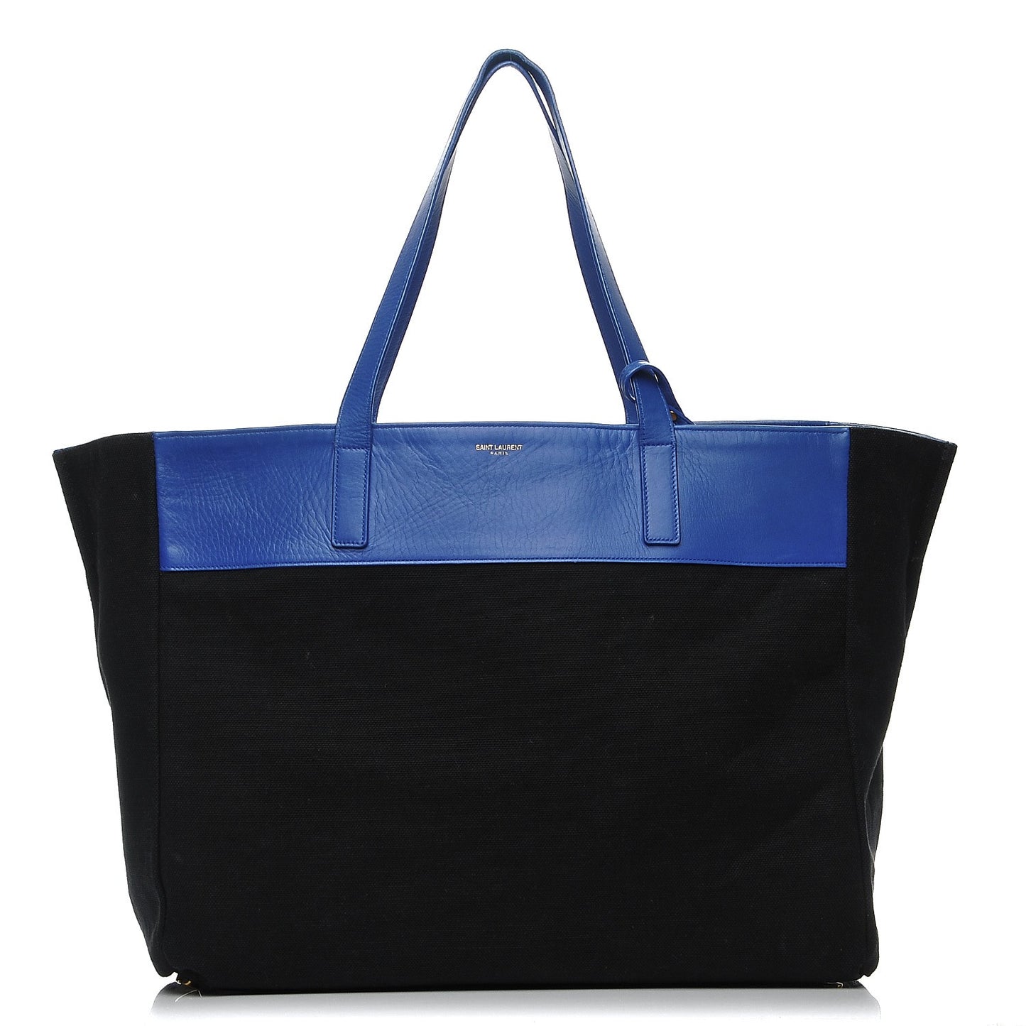 Calfskin Suede Reversible East West Shopper Tote Royal Blue Black