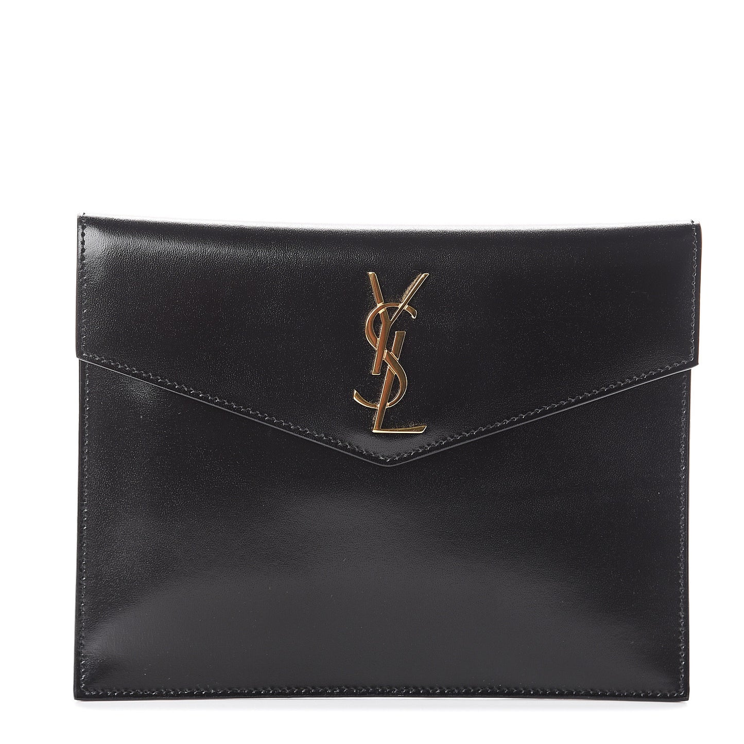Smooth Shiny Calfskin Monogram Uptown Baby Pouch Black