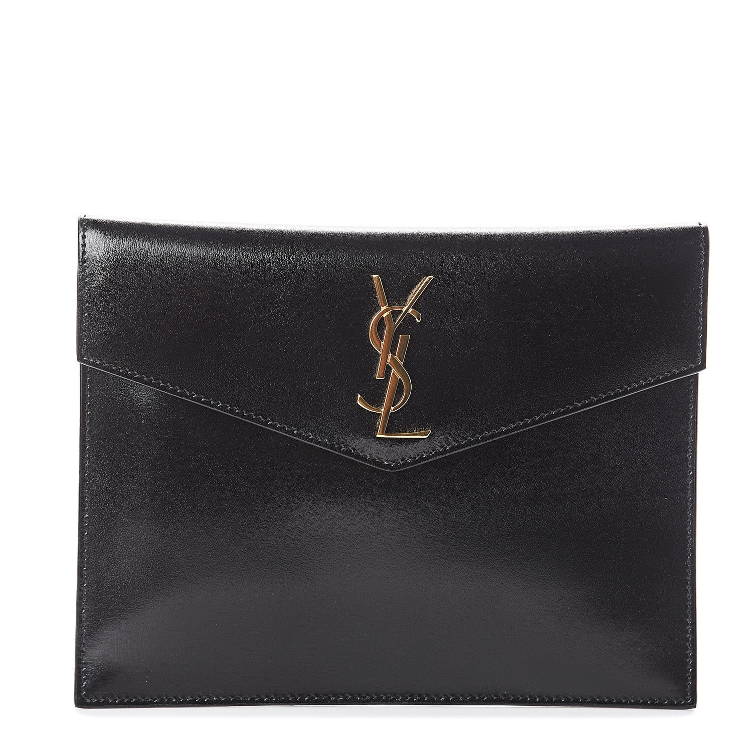 Saint Laurent Smooth Shiny Calfskin Monogram Uptown Baby Pouch Black 1 of 5