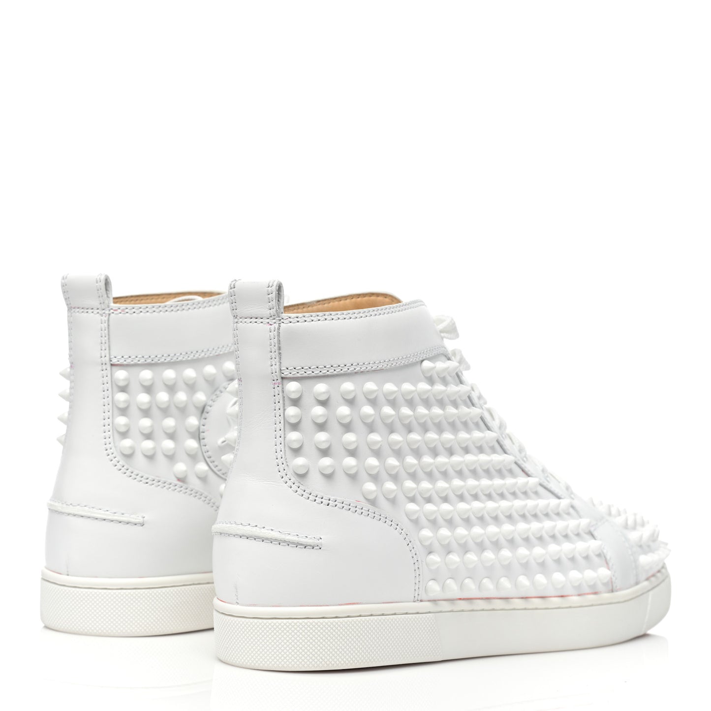 Calfskin Womens Louis Spikes Flat Sneakers 39.5 White
