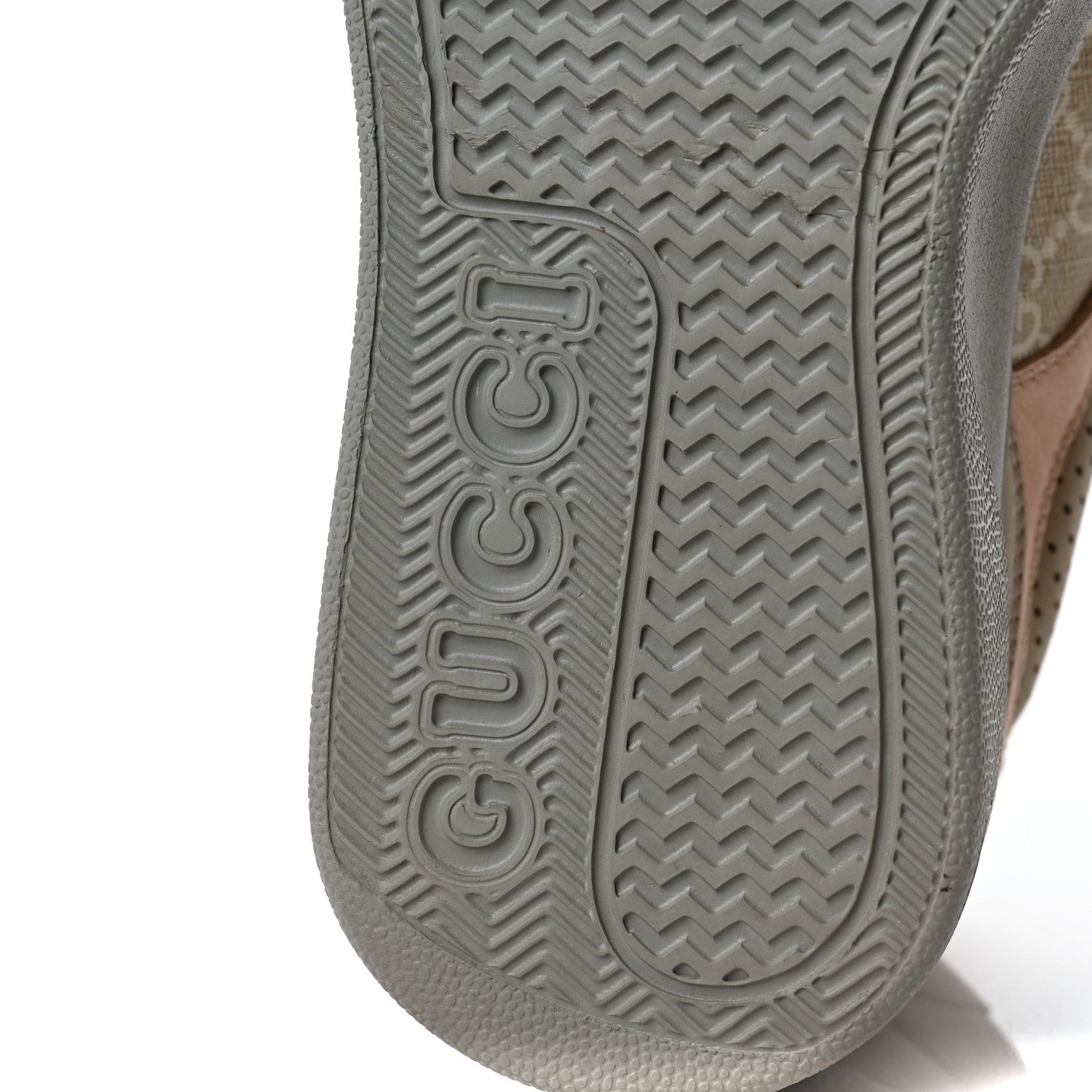 Gucci Calfskin GG Supreme Monogram Perforated Womens Platform 55mm Sneakers 37 Apricot Pink Beige Grey 7 of 8