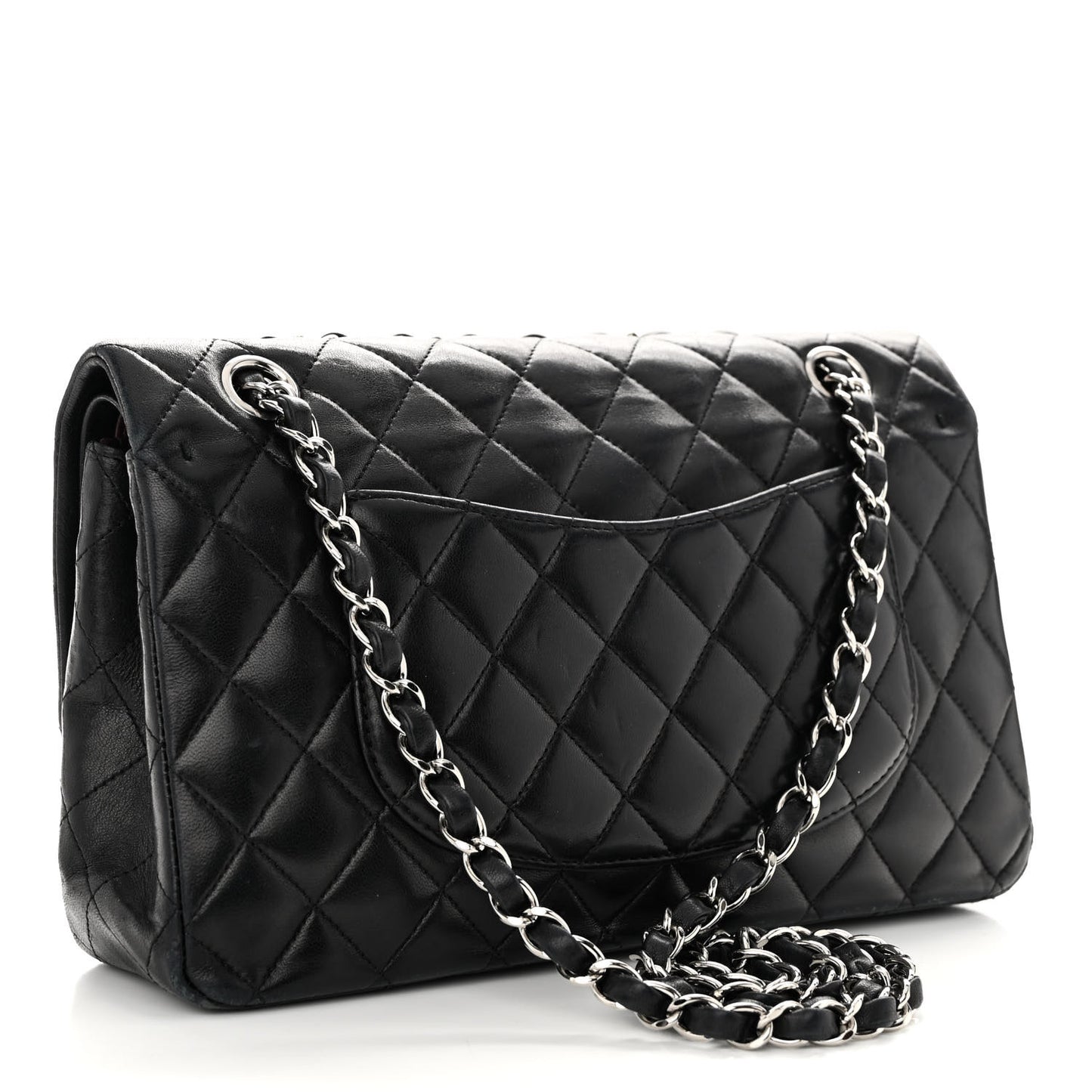 Lambskin Quilted Medium Double Flap Black