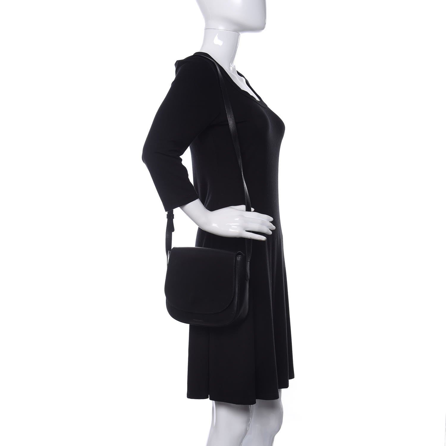 Mansur Gavriel Calfskin Flap Crossbody Bag Black 2 of 11