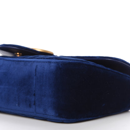 Gucci Velvet Matelasse Small GG Marmont Shoulder Bag Cobalt Blue 7 of 10