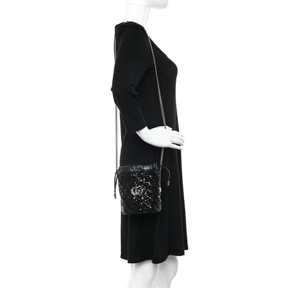Gucci Sequin Mini GG Marmont 2.0 Bucket Bag Black 2 of 9