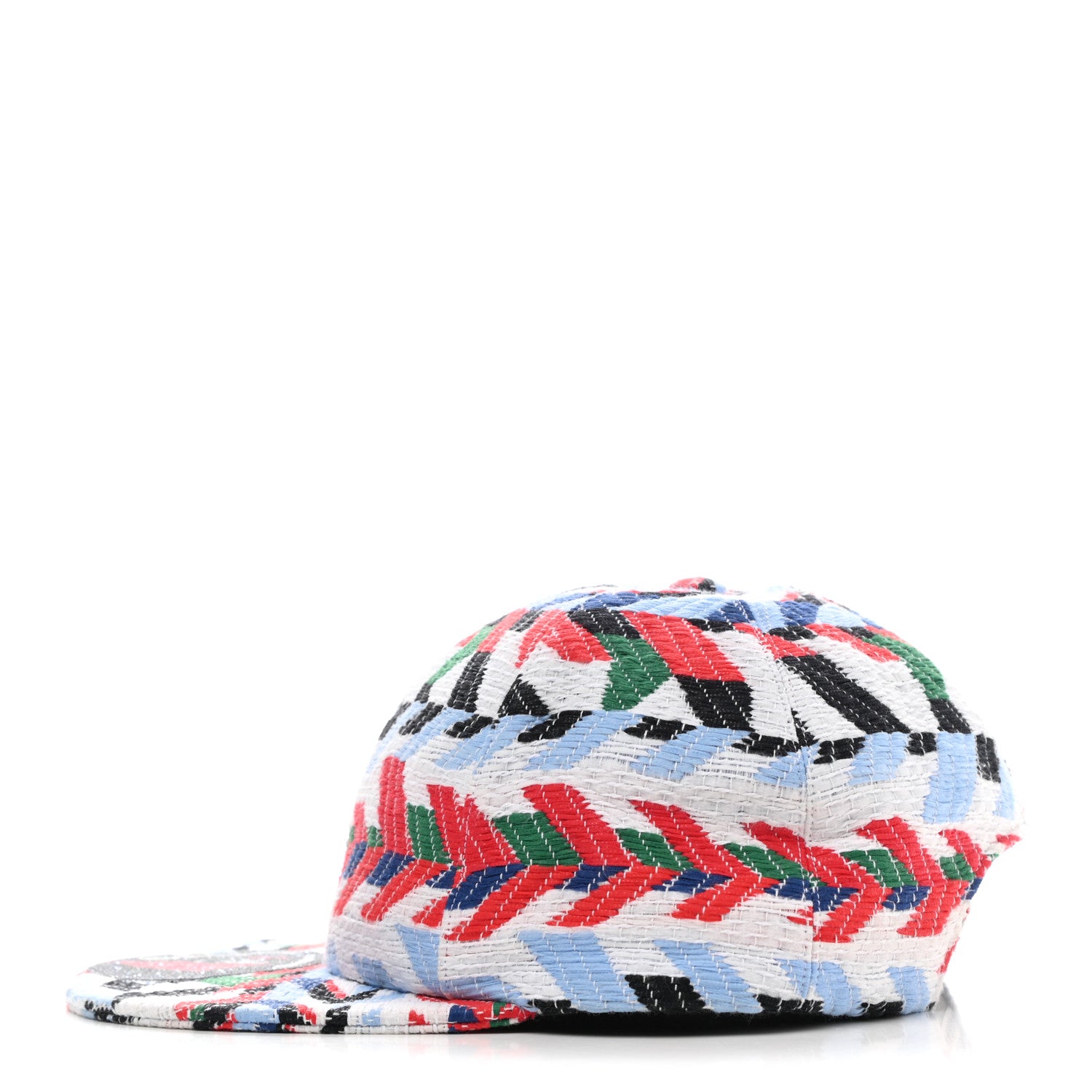 Chanel Tweed Woven Airline CC Cap Hat Red White Blue 4 of 8