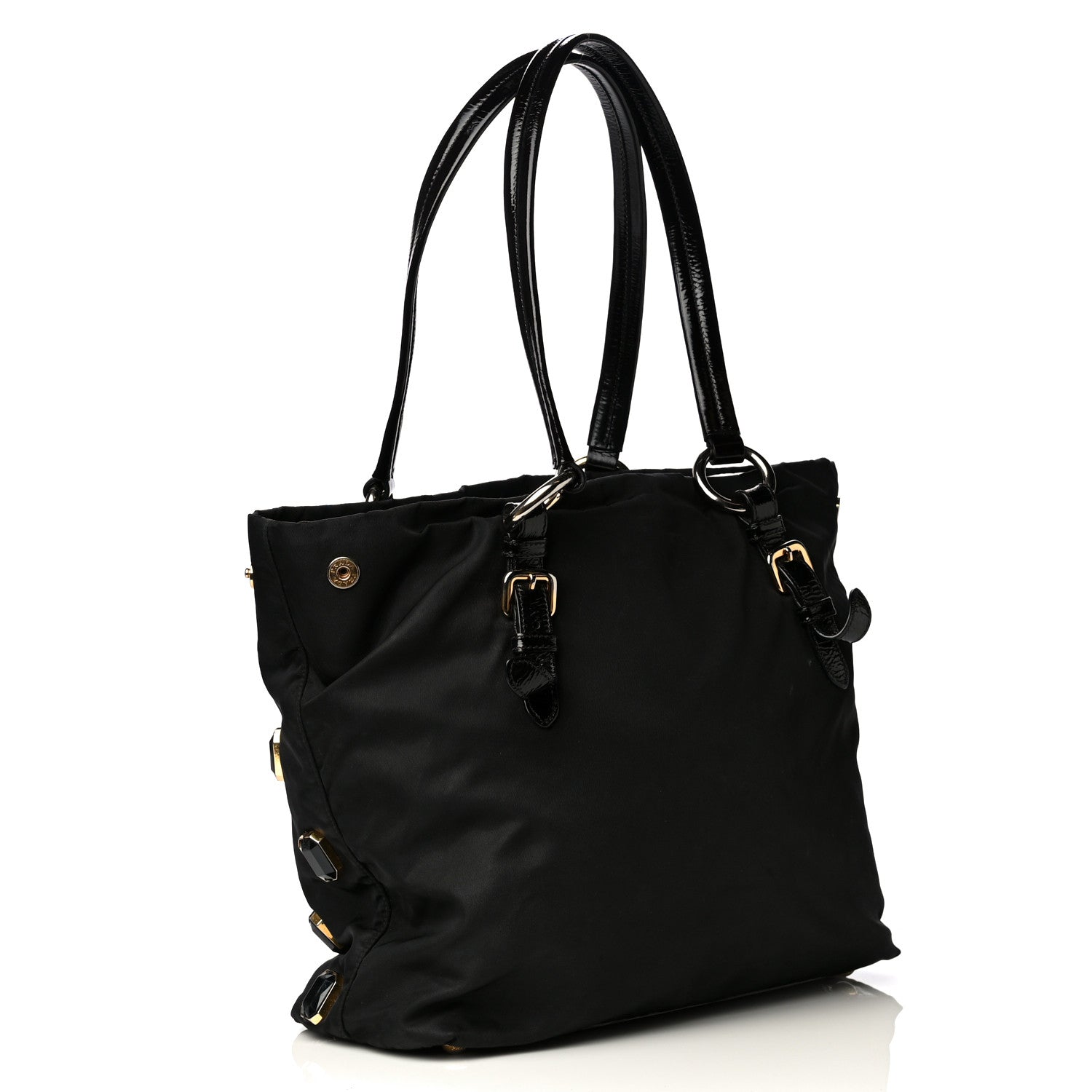 Prada Tessuto Nylon Pietre Jeweled Tote Black 2 of 4