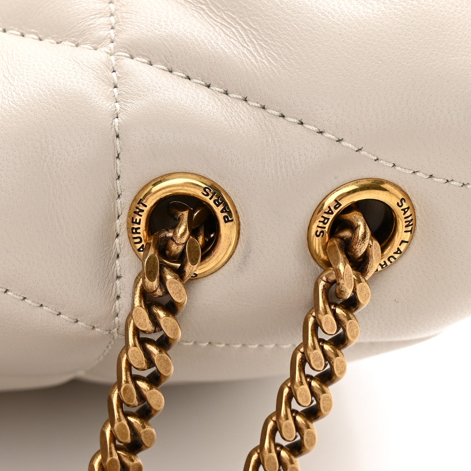 Saint Laurent Lambskin Quilted Toy Loulou Puffer Monogram Chain Satchel Crema Soft 11 of 12