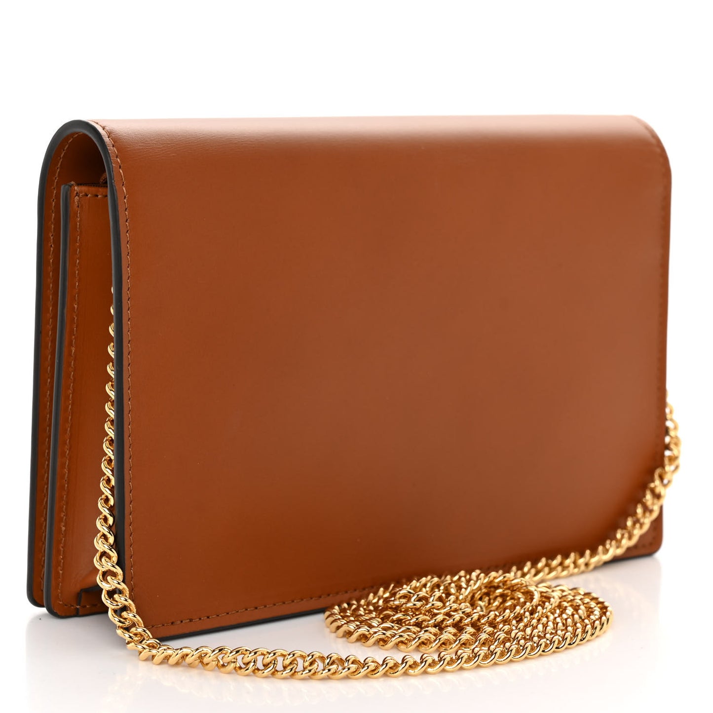 Vitello King Tamponato Logo Embossed Medium Wallet On Chain Cuoio