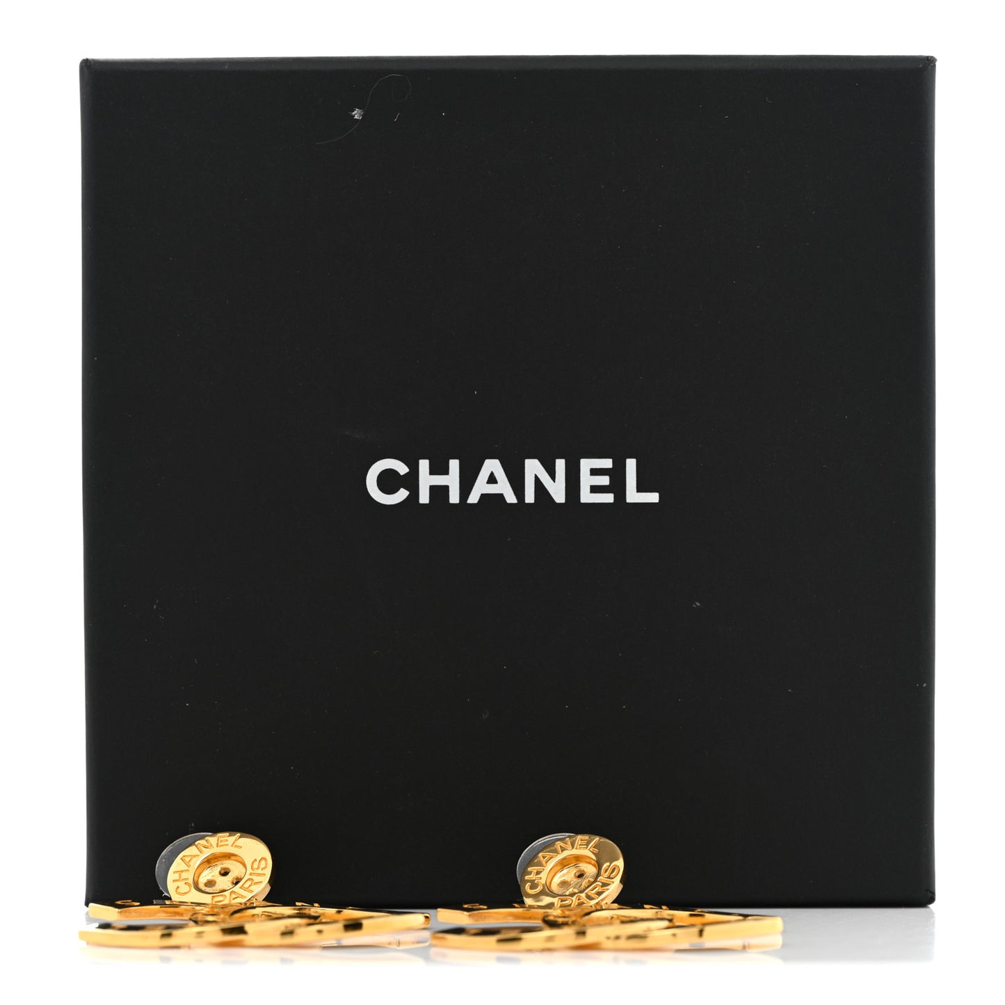 Metal Large Paris Button Earrings Gold