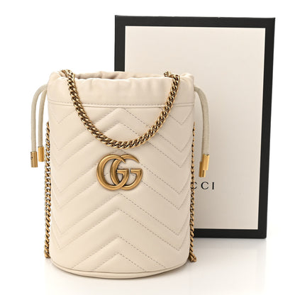 Gucci Calfskin Matelasse Mini GG Marmont 2.0 Bucket Bag White 13 of 13