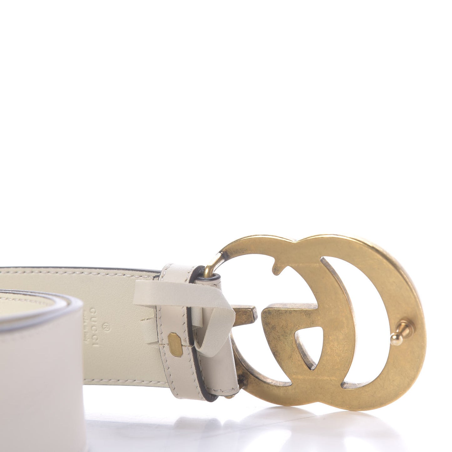 Calfskin Double G 40mm Belt 85 34 Mystic White