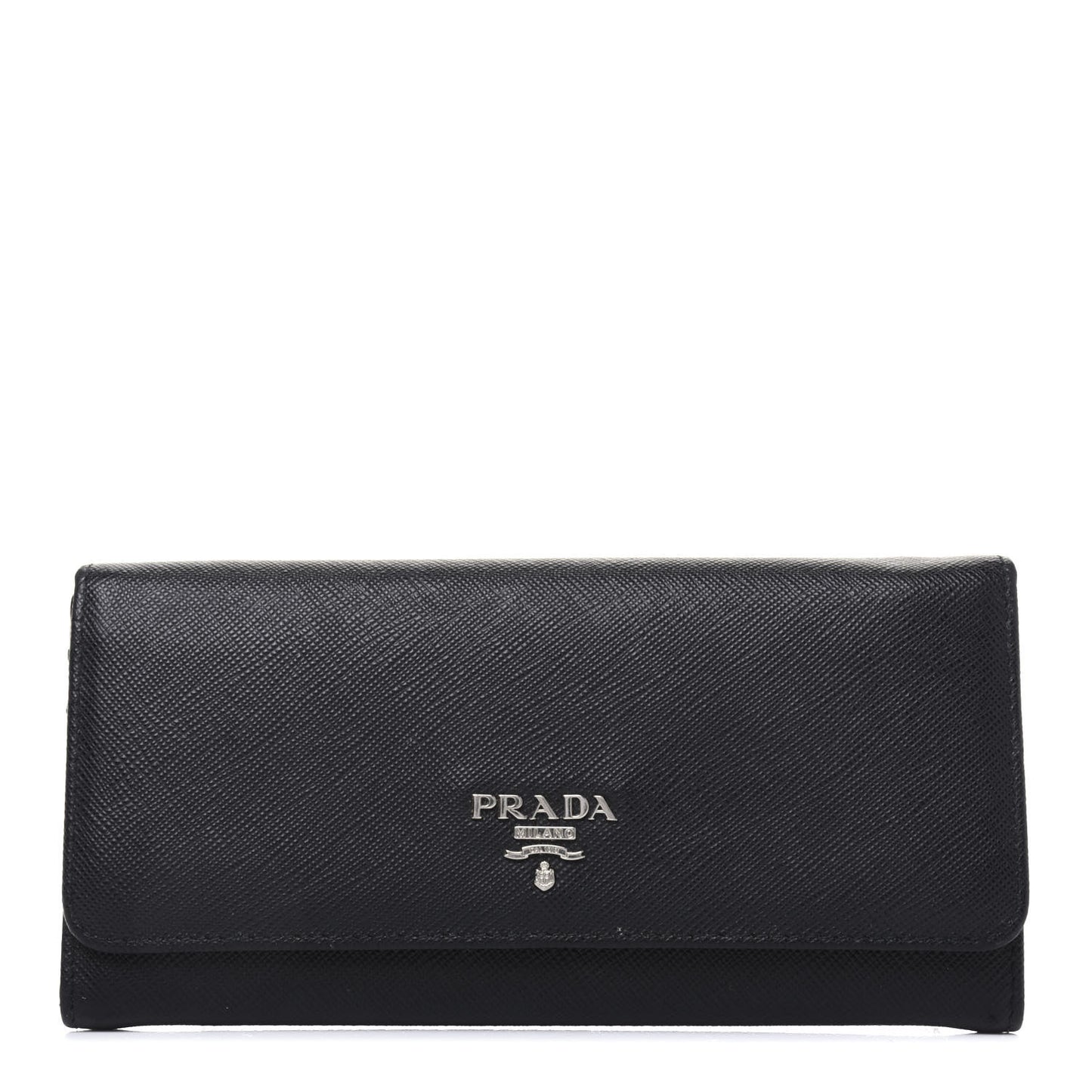 Saffiano Metal Continental Flap Wallet Black