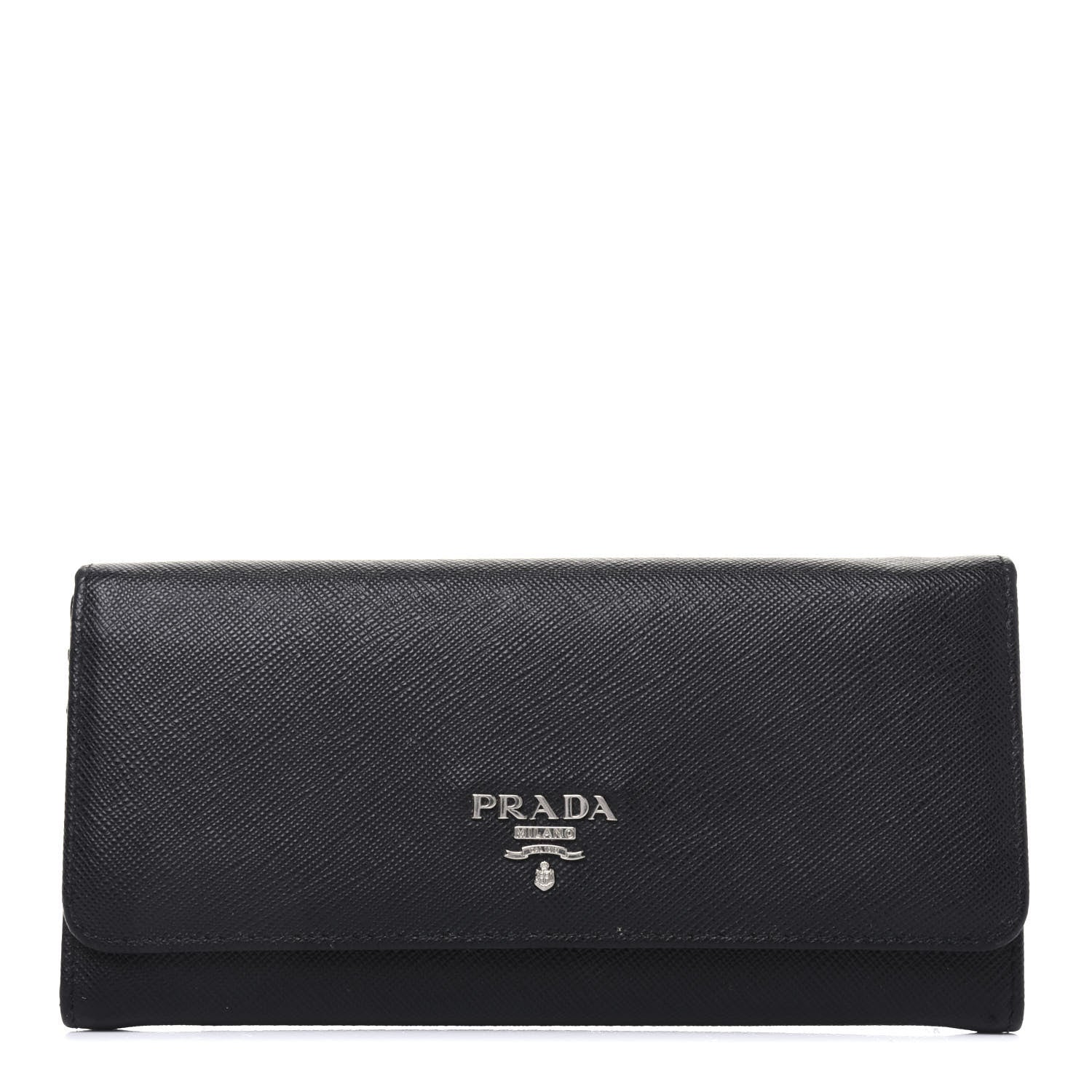 Prada Saffiano Metal Continental Flap Wallet Black 1 of 22
