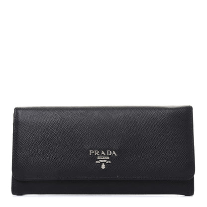 Prada Saffiano Metal Continental Flap Wallet Black 1 of 22