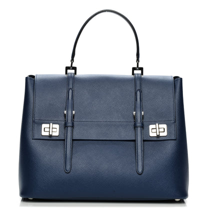 Prada Saffiano Cuir Convertible Top Handle Tote Bleuette 1 of 8