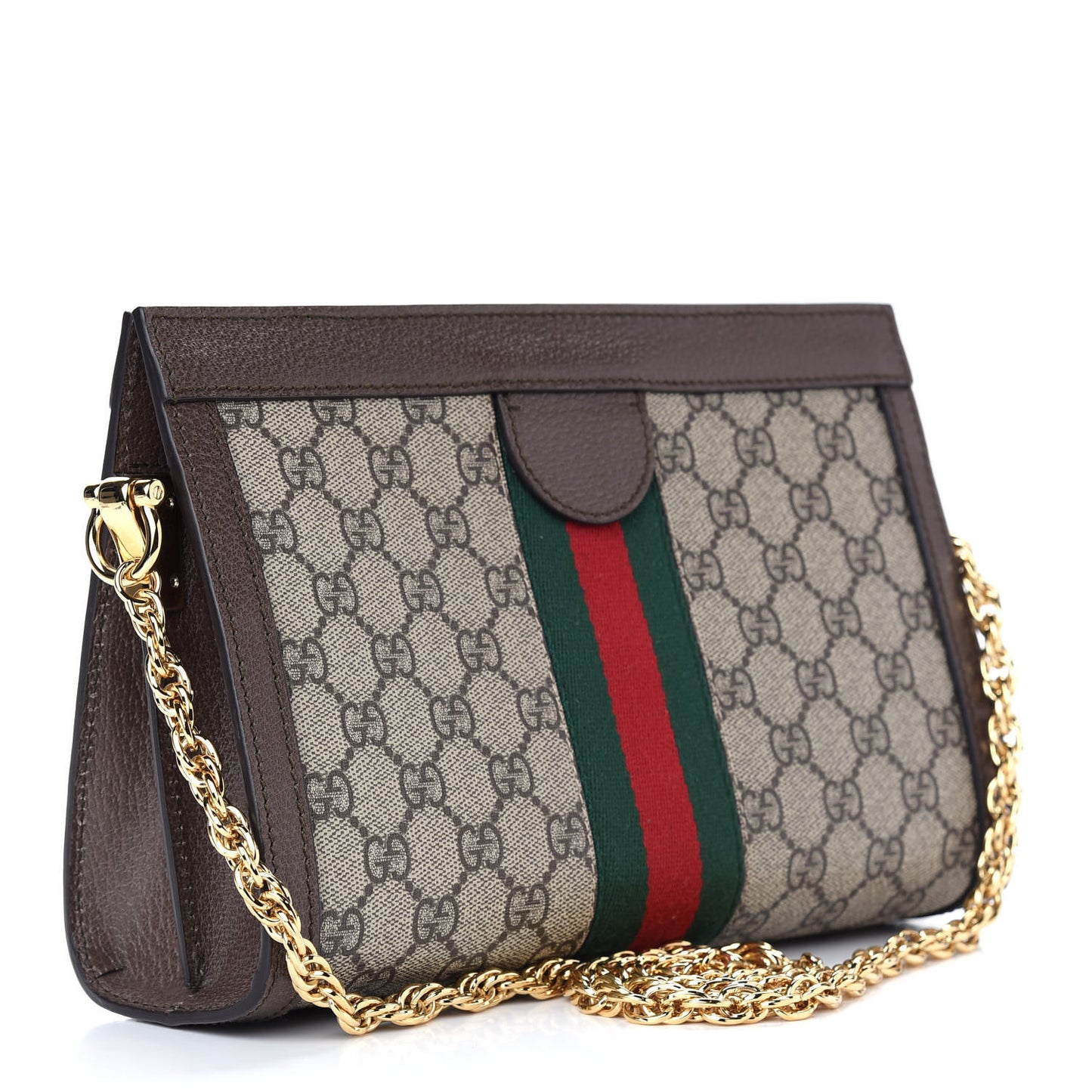 GG Supreme Monogram Web Small Ophidia Chain Shoulder Bag Brown