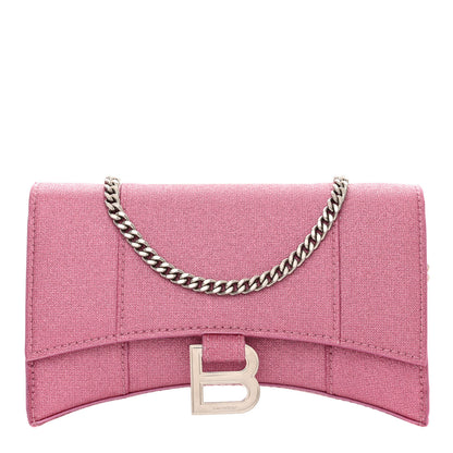 Balenciaga Sparkling Fabric XS Hourglass Wallet On Chain Sweet Pink 1 of 11
