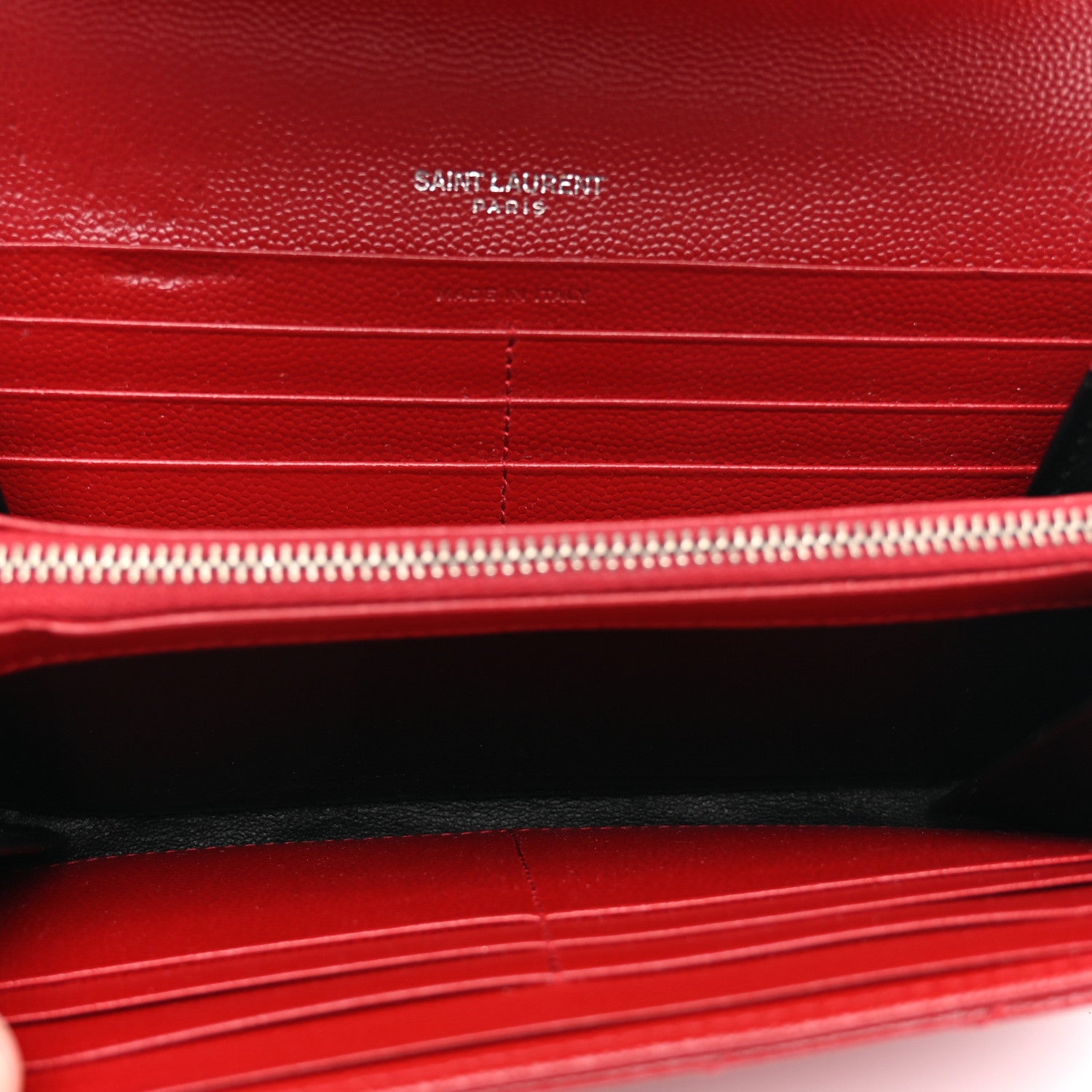 Saint Laurent Grain De Poudre Matelasse Chevron Monogram Flap Wallet Red 5 of 8