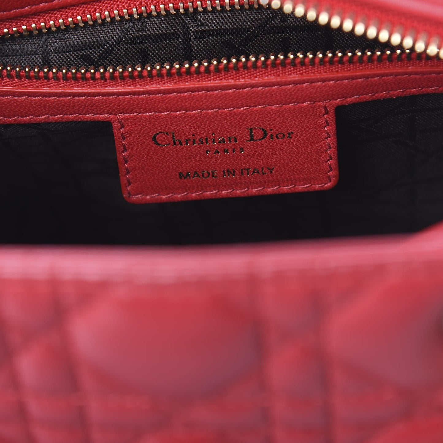 Lambskin Cannage Medium Lady Dior Red