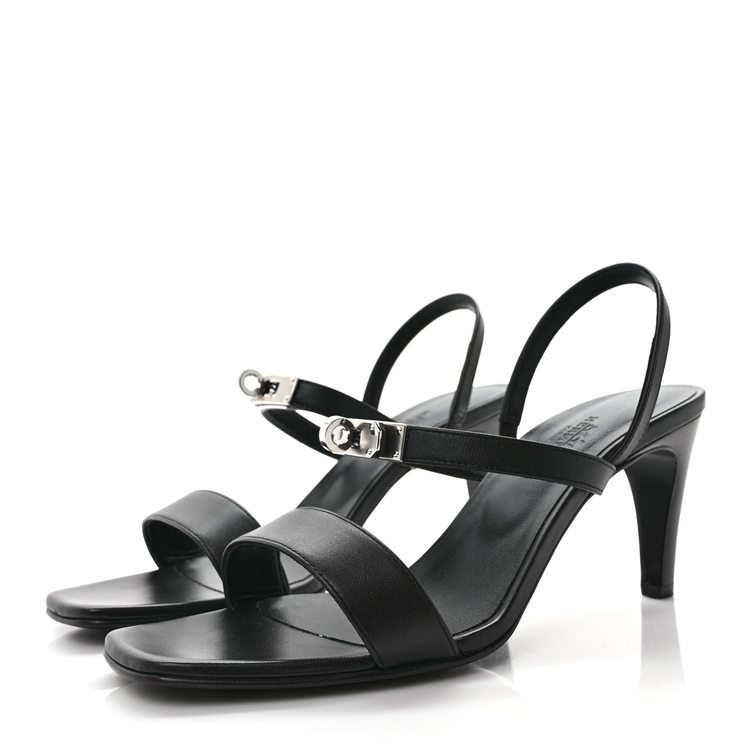 Hermes Calfskin Glamour 75 Sandals 39 Black 3 of 9