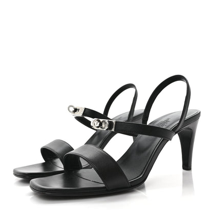 Hermes Calfskin Glamour 75 Sandals 39 Black 3 of 9