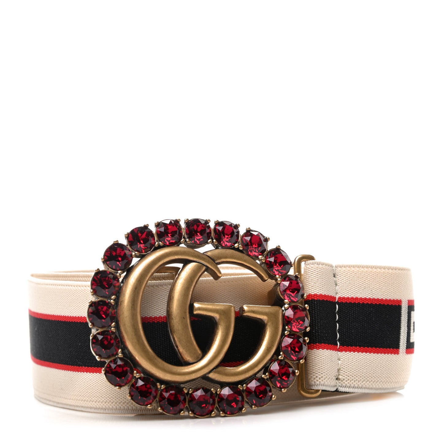 Jacquard Crystal Stripe Double G Belt 85 34 White