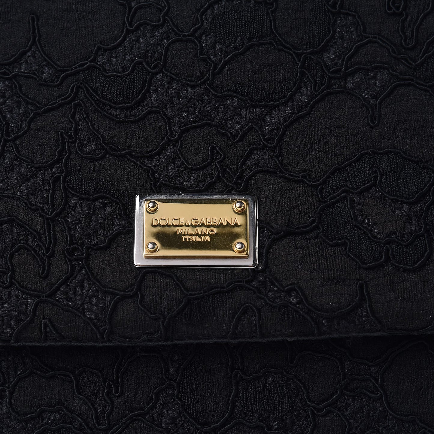Calfskin Lace Large Miss Sicily Satchel Black
