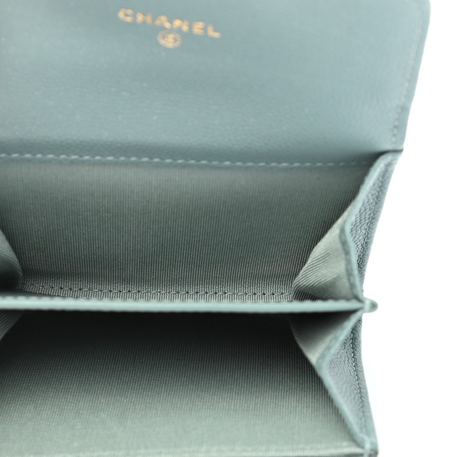 Chanel Iridescent Caviar Quilted Flap Card Holder Wallet Light Blue 10 of 14