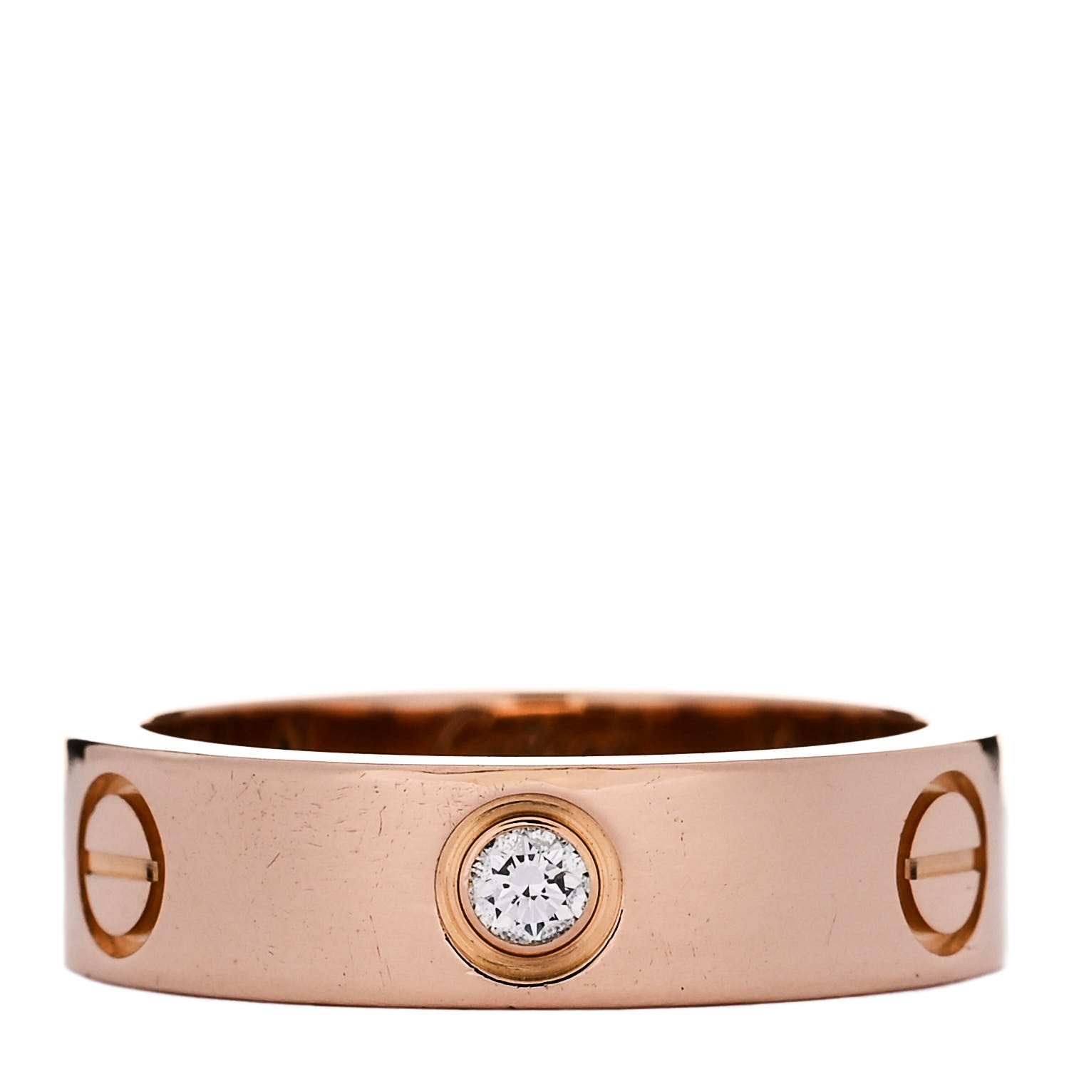 Cartier 18K Pink Gold 3 Diamond 5.5mm LOVE Ring 56 7.5 1 of 5