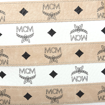MCM Visetos Striped Medium Anya Shopper Tote White Beige 10 of 10