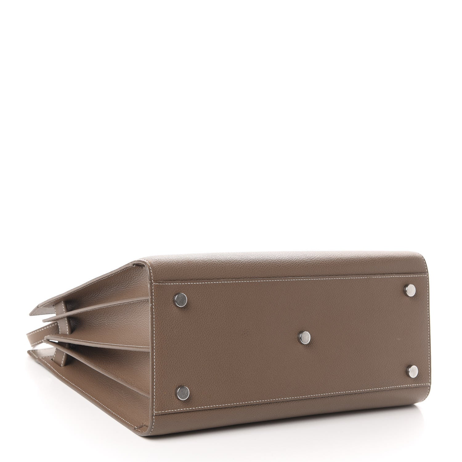 Saint Laurent Grained Calfskin Topstitch Small Classic Sac De Jour Taupe 4 of 9