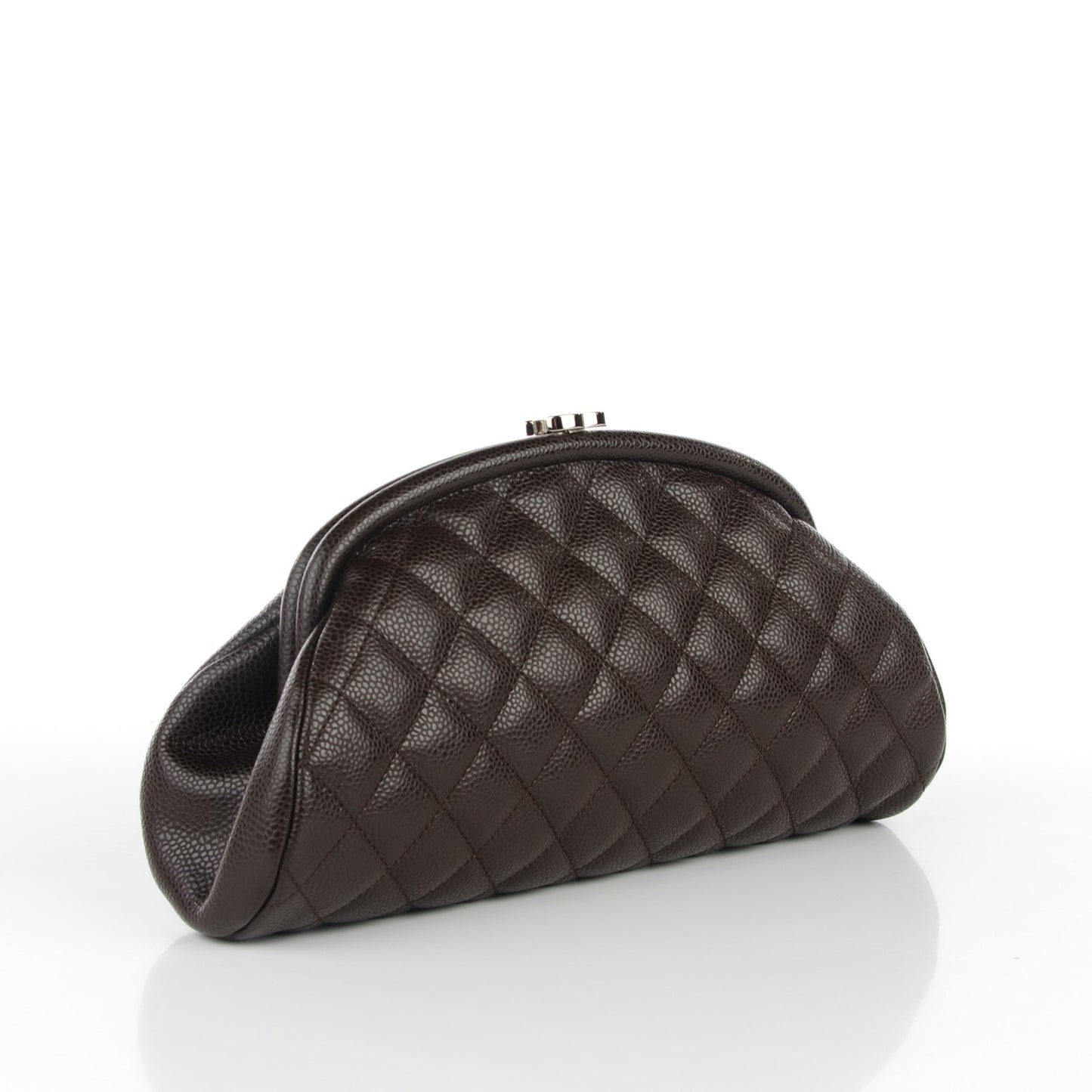 Caviar Quilted Timeless Clutch Dark Brown