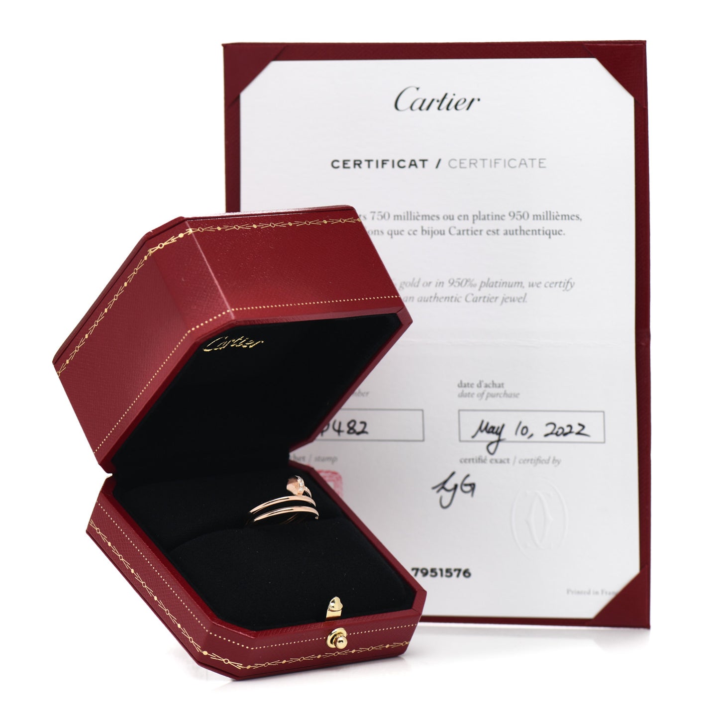 18K Pink Gold Diamond Double Juste Un Clou Ring 53 6.25