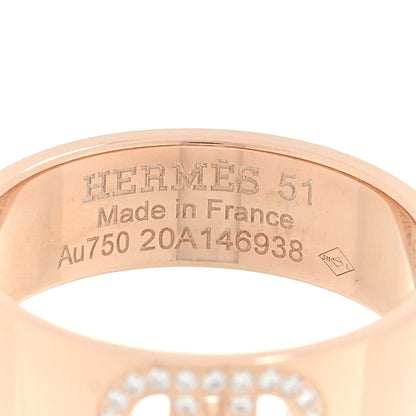 Hermes 18K Rose Gold Diamond PM H D'Ancre Ring 51 5.75 4 of 4