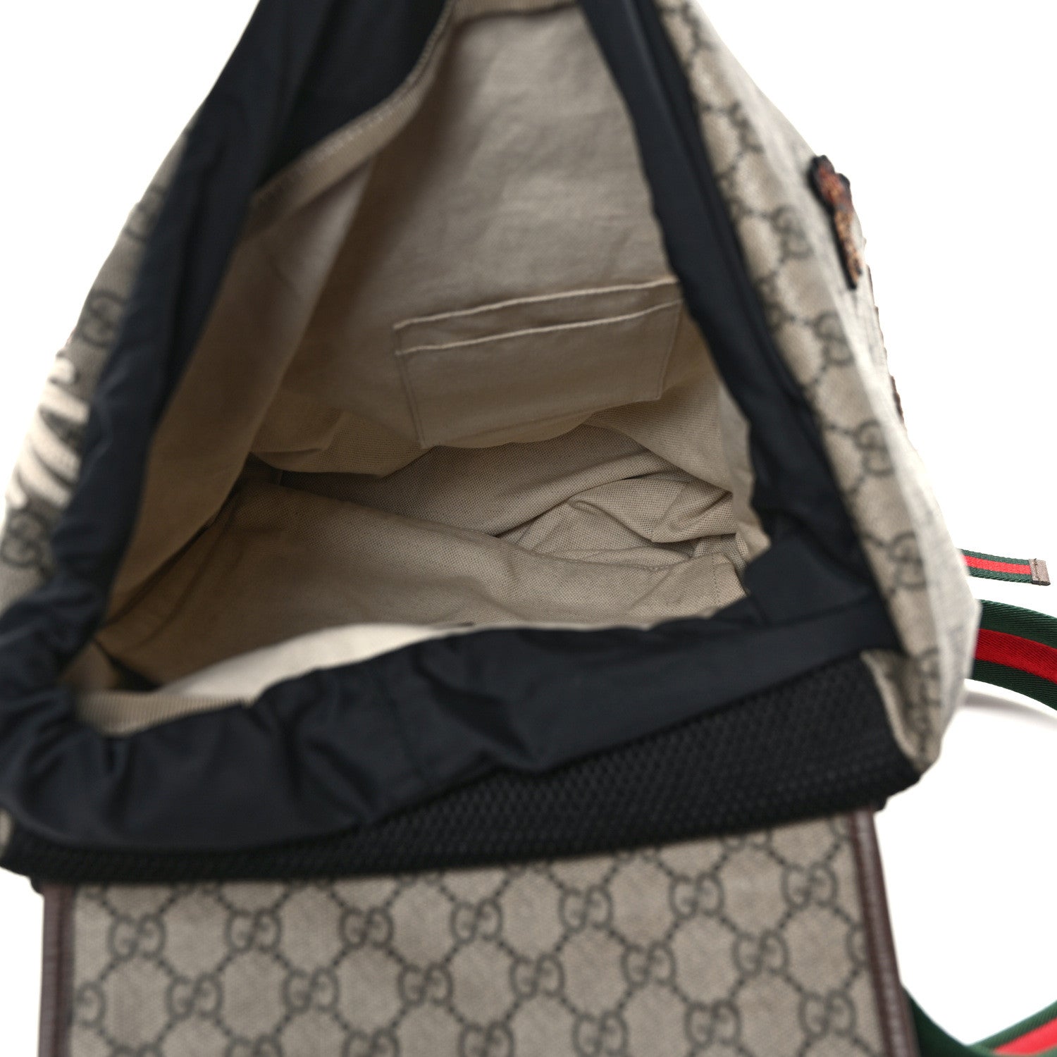 Gucci Soft GG Supreme Monogram Courrier Web Double Buckle Backpack Beige New Acero 5 of 9