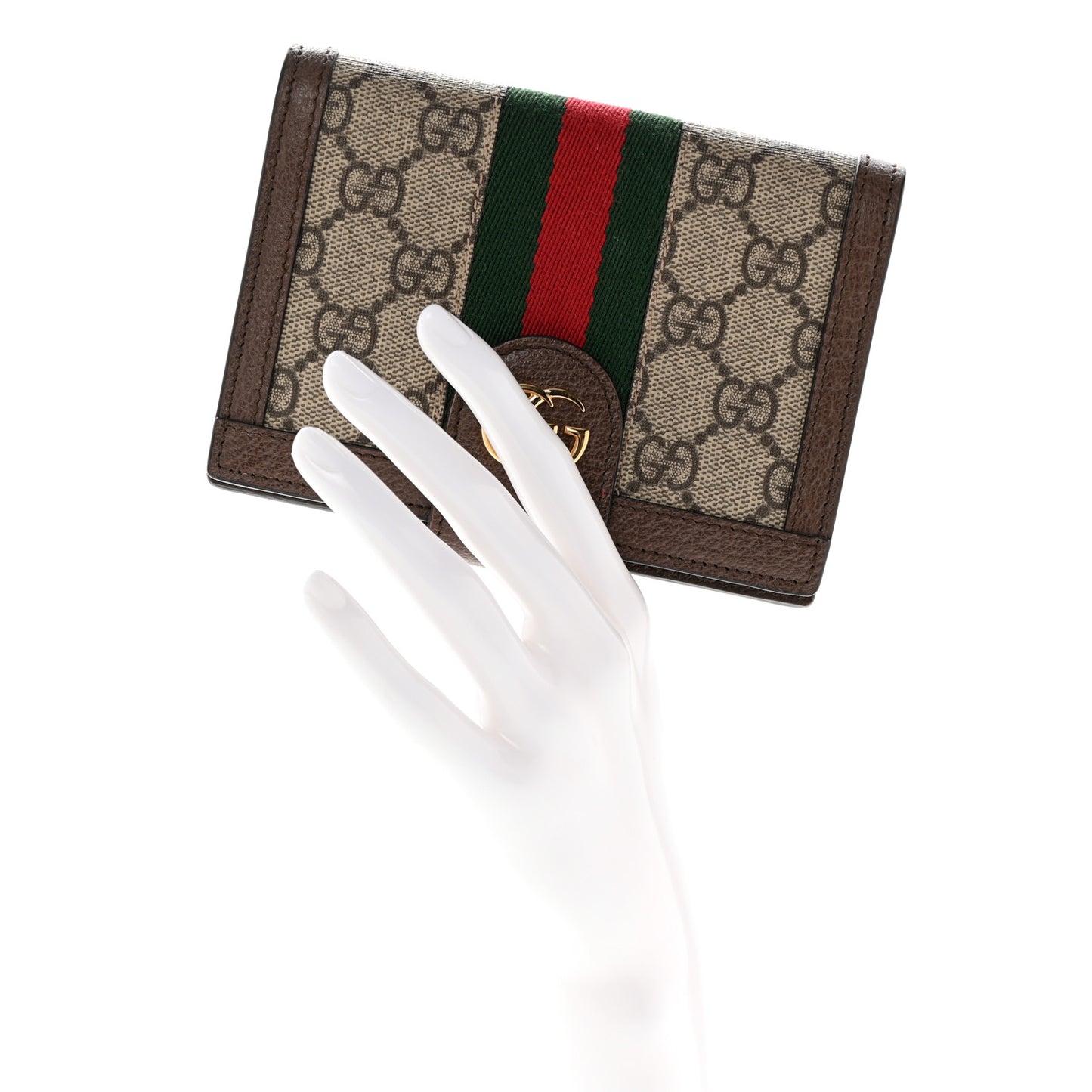GG Supreme Monogram Web Ophidia Passport Case Beige New Acero