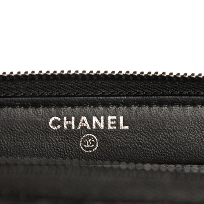 Chanel Lambskin Chevron Quilted Small Zip Around Wallet So Black 6 of 8