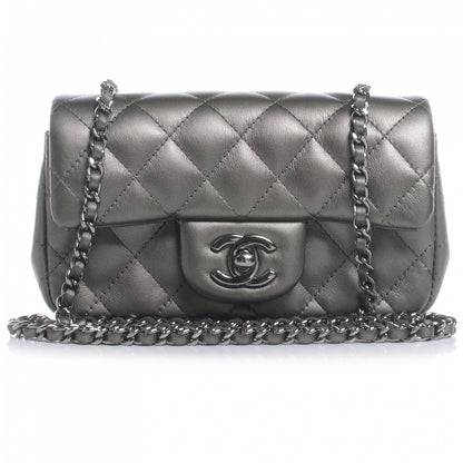 Chanel Lambskin Quilted Extra Mini Flap Dark Silver 1 of 8