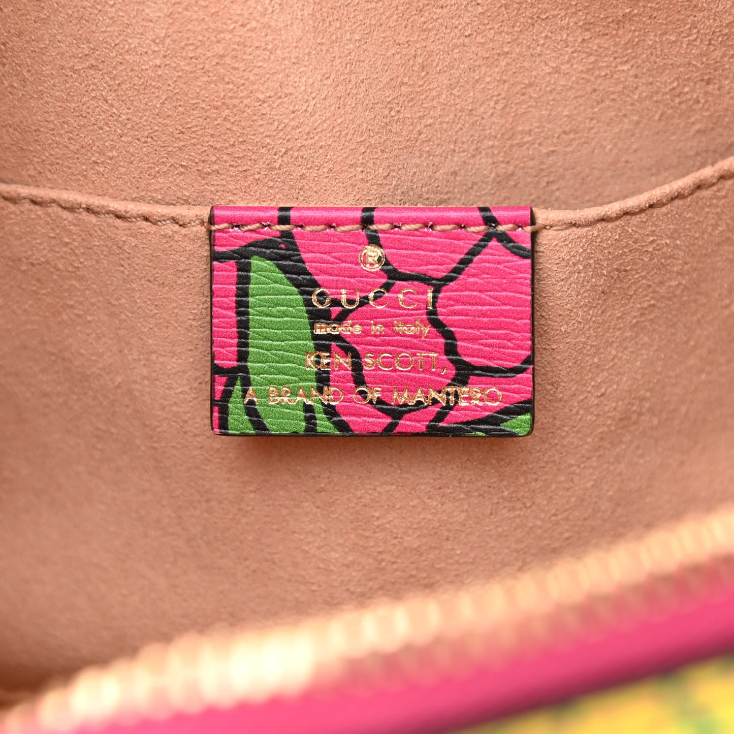 X KEN SCOTT Textured Calfskin Pomponica Print Mini Horsebit 1955 Top Handle Bag Multicolor Fuxia Pompom