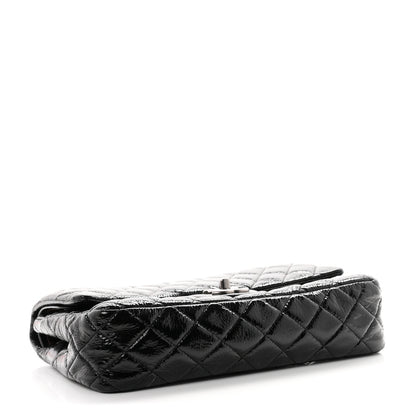 Chanel Crumpled Patent Quilted Medium Double Flap Black 4 of 11