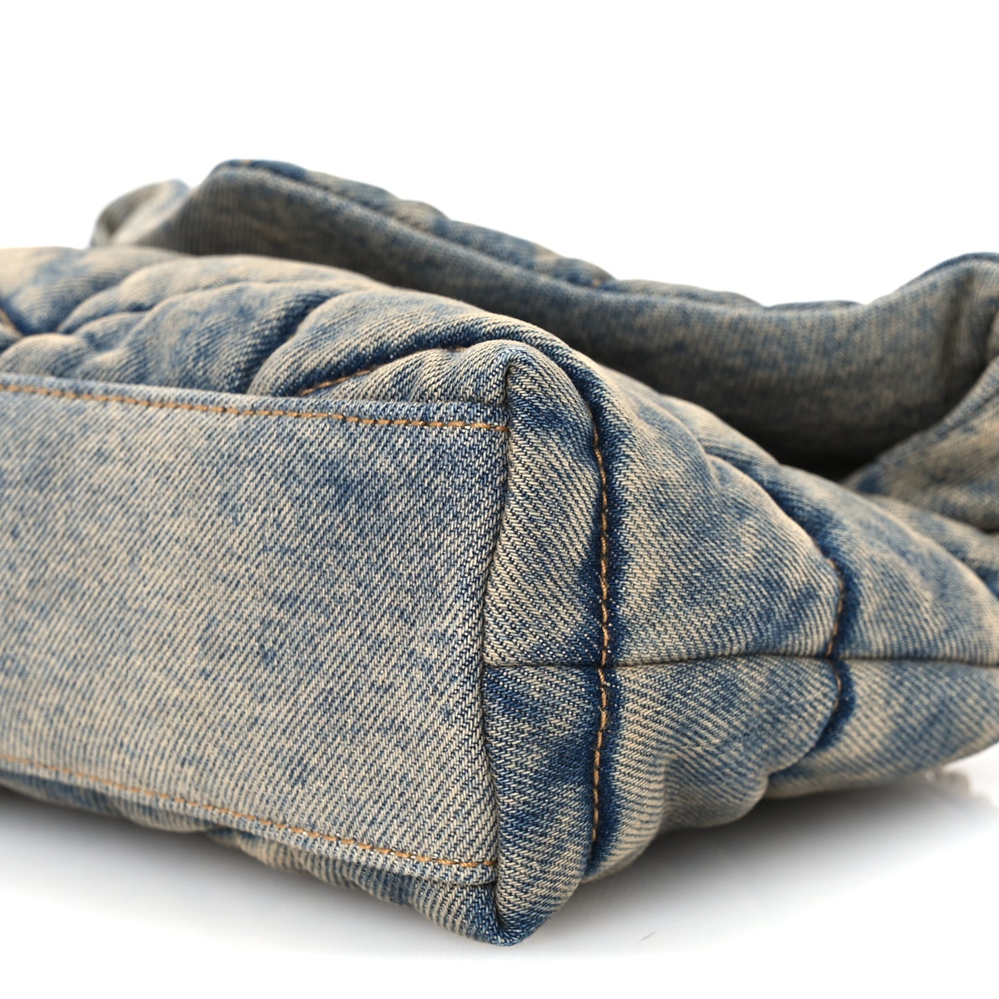 Denim Quilted Toy Loulou Puffer Monogram Chain Satchel Blue Cinnamon